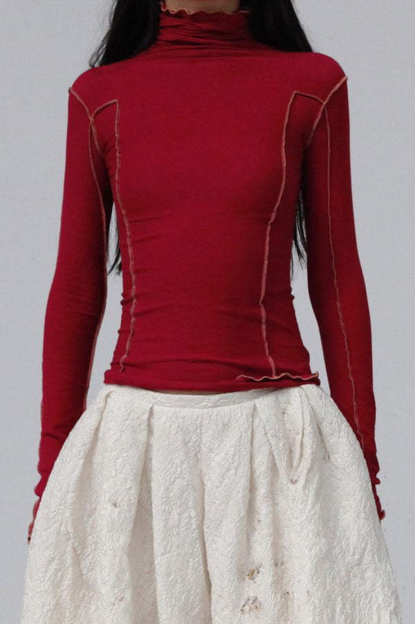 BASERANGE turtleneck sweater TTOT-RI-AU23 burnt red